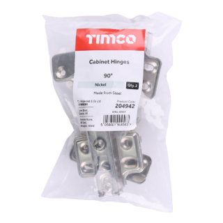204942P 90 DEGREE CABINET HINGES - NICKEL