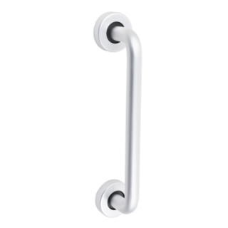 725092 229 X 19MM D SHAPED PULL HANDLE ON ROSE SATIN ANODISED