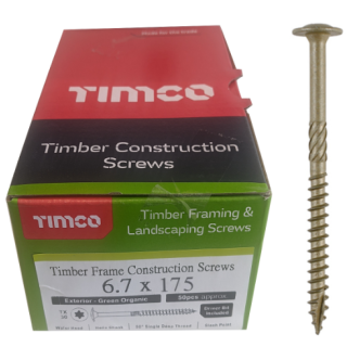 175Inw 6.7 X 175 Wafer Head Timber Screw- Green 50 Pcs