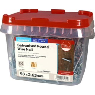 GRW50T 50 X 2.65 ROUND WIRE NAIL - GALVANISED 2.5 KG