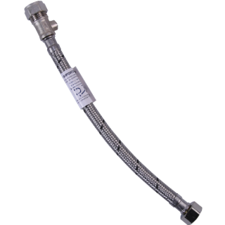 FLEXIBLE TAP CONNECTOR 15 X 1/2 X 300 STD + ISOLATION VALVE WRAS