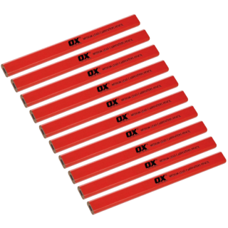 Ox-T022910 Ox Trade Medium Red Carpenters Pencils 10 Pk