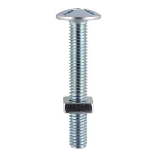 0612Rbp M6 X 12 Roofing Bolt & Sq Nut - Bzp 14 Pcs