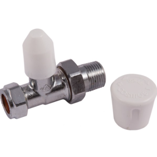 RADIATOR VALVE LOCKSHEILD & WHEELHEAD 15MM CHROME STRAIGHT