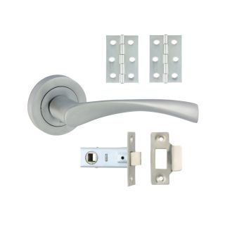 200352 Edleston Lever On Rose Door Pack Satin Chrome